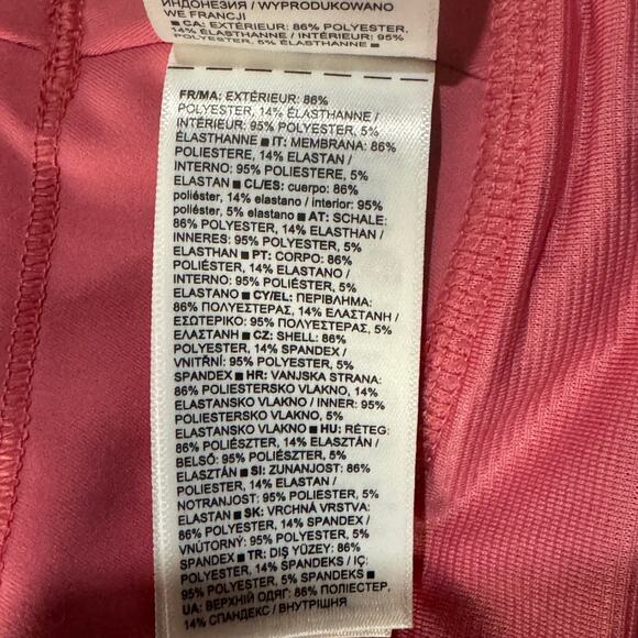 Athleta X-Large Printed Run With It Shorts Activewear UPF Lined Zip-Pocket Pink - Picture 8 of 11